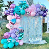 154PCS Mermaid Balloon Arch Kit Green Purple Balloons for Under the Sea Party Decor