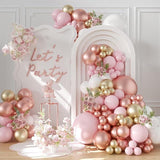 Rose Gold Balloon Arch Kit Pink White Gold Garland for Wedding Birthday Party