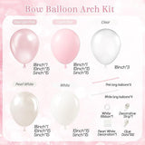 Pink Bow Balloon Arch Kit Clear Light Pearl Pink White Balloons for Party
