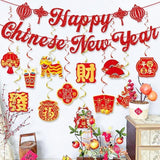 14pcs Chinese New Year Hanging Swirls Banner Snake Year Ceiling Decor