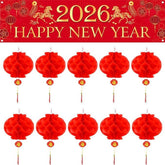 2026 Chinese New Year Banner Horse Red Lanterns Spring Festival Party Decor