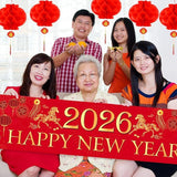 2026 Chinese New Year Banner Horse Red Lanterns Spring Festival Party Decor
