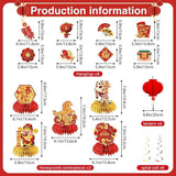 2026 Chinese New Year Decorations Banner Swirls Honeycomb Centerpieces Paper Lanterns