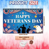 Veterans Day Backdrop Banner, Patriotic Eagle & Soldier Design (71x43 Inch)