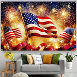 America Independence Day Banner 71 by 43 Inch USA Flag Outdoor Patriotic Holiday Backdrop