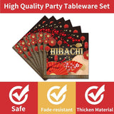 96 Pcs Hibachi Plates Napkins Japanese Style Disposable Tableware For 24 Guests