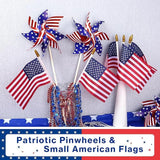 American Flags Patriotic Pinwheels 24 Pack Small USA Flags On Stick President Day Party