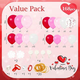 Valentine's Day Balloon Arch Kit: Red, Pink, White Confetti, 168 Piece