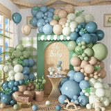 Dusty Blue Sage Green Balloon Arch Kit 117pcs for Baby Shower Wedding Party