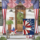 Patriotic President Day Garden Flag Double Sided Floral Daisy Yard Decoration