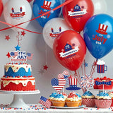 President Day Patriotic USA Banner Cake Toppers Red White Blue Balloons