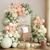 Pink Green Balloon Arch Kit 124pcs Sage Peach Ivory Baby Shower Party