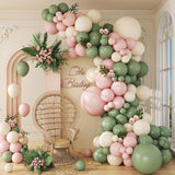 141pcs Pink Green Balloon Arch Garland Kit Pastel Baby Shower Party