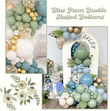 Double Stuffed Dusty Blue Sage Green Balloon Garland Kit 78pcs Baby Shower Party