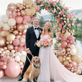143pcs Dusty Pink Balloon Arch Kit Blush White Gold Baby Shower Party