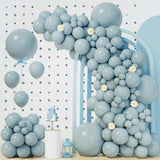 140pcs Dusty Baby Blue Balloon Arch Kit Slate Fog Baby Shower Birthday Party
