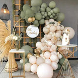 Sage Green Balloon Arch Kit 142pcs Boho Green Baby Shower Birthday Party Decor