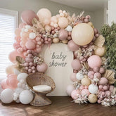 Dusty Pink White Double Stuffed Balloon Garland Baby Shower Birthday Party