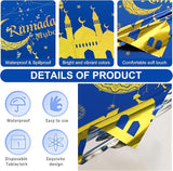 2 Piece Ramadan Mubarak Tablecloths Blue Gold Disposable Rectangle Table Covers 54x108 Inch