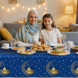 3 Pack Ramadan Mubarak Tablecloths Blue Disposable Rectangle Table Covers 54x108 Inch Party Supplies