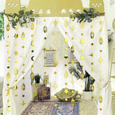 Gold Eid Mubarak Hanging Star Moon Garland Crescent Lamp Banner Home Party Decorations