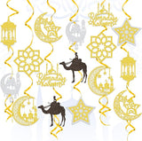 38 Piece Ramadan Mubarak Hanging Swirls Star Moon Lantern Party Decorations Supplies