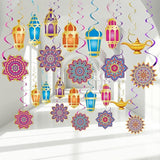 52 Piece Ramadan Mubarak Arabian Nights Hanging Swirls Ceiling Party Decorations
