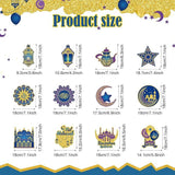 Ramadan Mubarak Hanging Swirl Decorations: Blue, Purple, and Gold, 30-Piece Set
