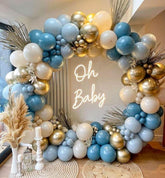 Dusty Blue Balloon Arch Kit 167pcs Pastel Blue White Gold Party Decor