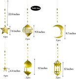 Ramadan Eid Decorations Gold Star Moon Lantern Garland Islamic Party Decor Set