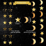 Gold Moon Stars Garland Hanging Decorations Starry Night Eid Ramadan Party Decor