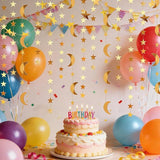 Gold Moon Star Garland Twinkle Hanging Decor Birthday Shower Ramadan Eid Party