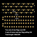 Gold Moon Star Garland Twinkle Hanging Decor Birthday Shower Ramadan Eid Party