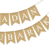 Burlap Ramadan Eid Mubarak Banner Fireplace Mantel Home Decorations