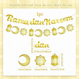 Gold Eid Banner Garland Ramadan Moon Star Hanging Decorations Home Supplies