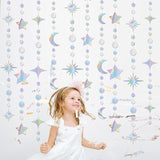 4 Pack Iridescent Star Moon Garland Holographic Party Decorations Ramadan Eid Hanging