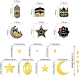 Eid Mubarak Decorations Kit Gold Ramadan Banners Star Garland Cupcake Toppers