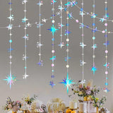 Iridescent Star Garland Holographic Hanging Star Party Decoration Banner