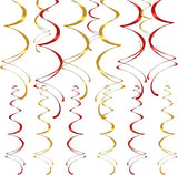 Gold & Red Foil Swirl Decorations, Party Streamers (Set of 28)