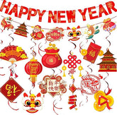 2025 Chinese New Year Decorations Banner Snake Year Spring Festival Hanging Swirls