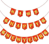 2026 Chinese New Year Banner Red Gold Horse Spring Festival Party Decor