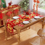 13x72 Inch Chinese New Year 2026 Horse Table Runner Red Gold Spring Festival Decor