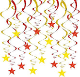 Red Gold Star Hanging Swirls 15pcs Ceiling Decorations 2026 Party Spring Festival
