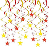 Red Gold Star Hanging Swirls 15pcs Ceiling Decorations 2026 Party Spring Festival