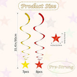 Red Gold Star Hanging Swirls 15pcs Ceiling Decorations 2026 Party Spring Festival