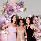 124 PCS Dusty Purple Balloon Arch Kit Pink Lavender Lilac Gold White Party Decor