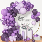 156 PCS Purple Balloon Garland Arch Kit Lavender Metallic Confetti Party Decorations
