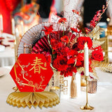 18 Pcs 2026 Chinese Lunar New Year Party Decorations Red Lanterns Honeycomb Centerpieces Garland