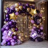 160 Pcs Dusty Purple Gold Balloon Garland Arch Kit with Star Balloons