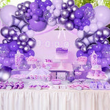 Purple Balloon Arch Garland Kit Dark Light Purple Metallic Confetti Star Balloons